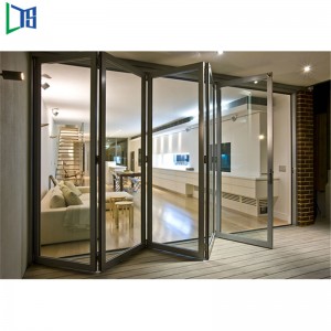 Högkvalitativ termisk brytning Dubbelglas Design Isolerad Accordion Glas Aluminium Frame Folder Bi Fold Bifold Folding Door